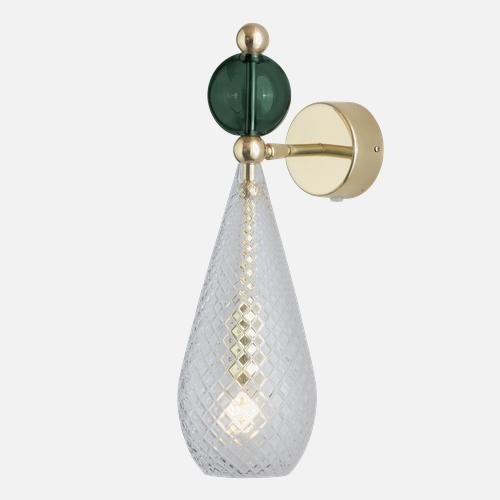 Smykke  Wall lamp M Crystal check Ivy green ball