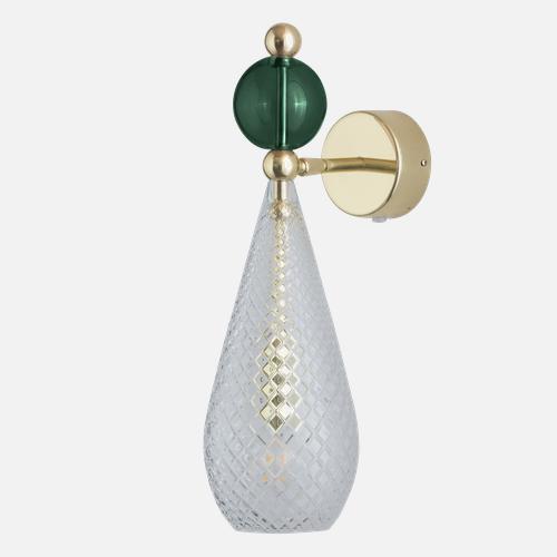 Smykke  Wall lamp M Crystal check Ivy green ball
