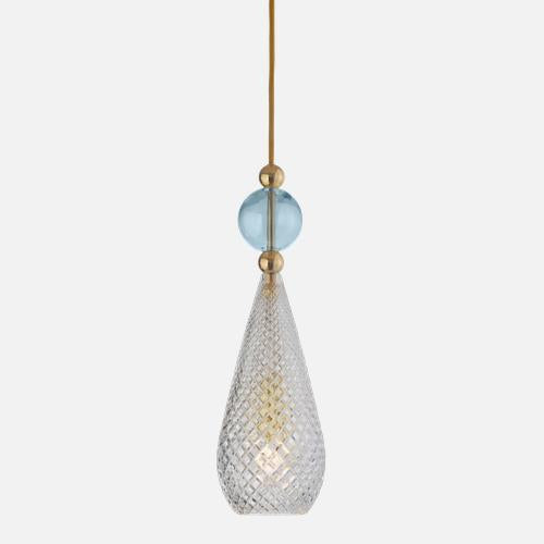 Smykke Pendant lamp M Crystal check Topaz blue ball