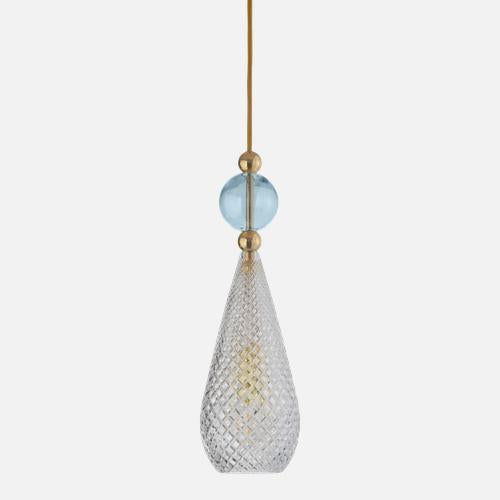 Smykke Pendant lamp M Crystal check Topaz blue ball
