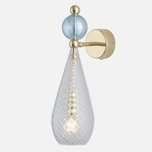 Smykke  Wall lamp M Crystal check Topaz blue ball
