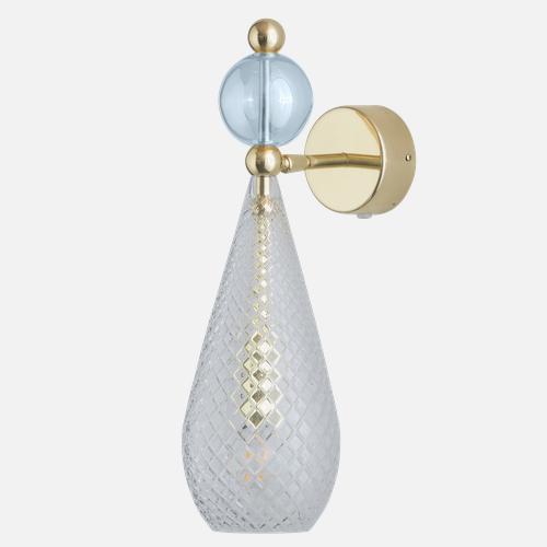 Smykke  Wall lamp M Crystal check Topaz blue ball