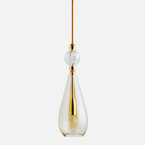 Smykke Pendant lamp M Golden smoke Crystal swirl ball