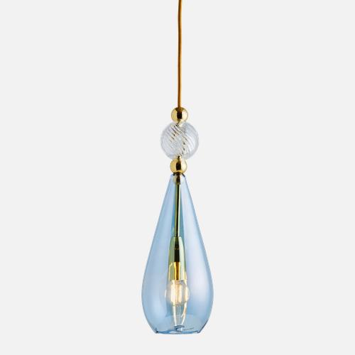 Smykke Pendant lamp M Topaz blue Crystal swirl ball