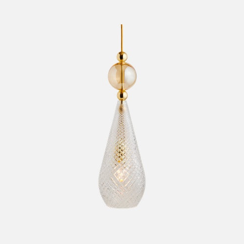 Smykke Pendant lamp L Crystal check Golden smoke ball