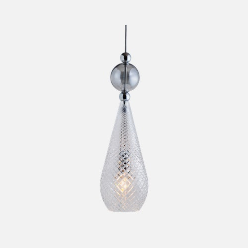Smykke Pendant lamp L Crystal check Smokey grey ball
