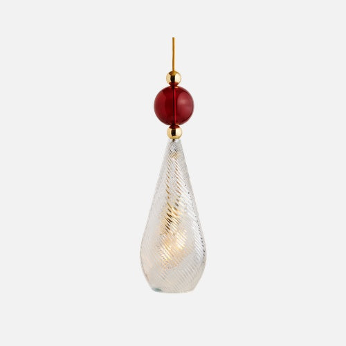 Smykke Pendant lamp L Crystal swirl Ruby ball
