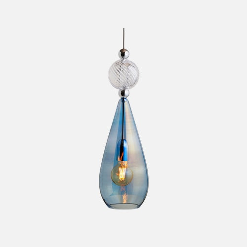 Smykke Pendant lamp L Topaz blue Crystal swirl ball