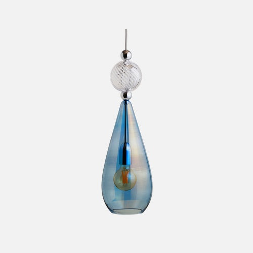 Smykke Pendant lamp L Topaz blue Crystal swirl ball