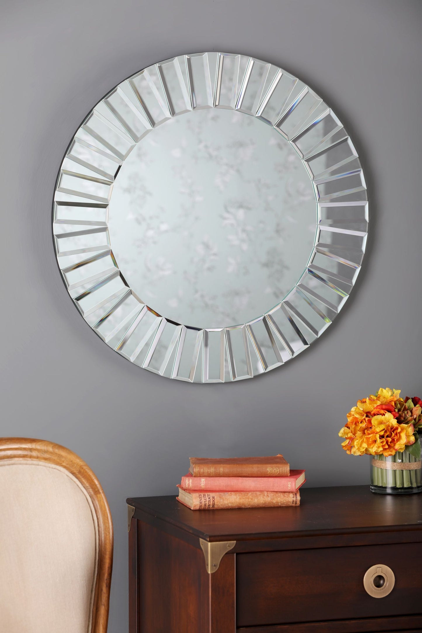 Laura Ashley Capri Small Round Bevelled Mirror 60cm