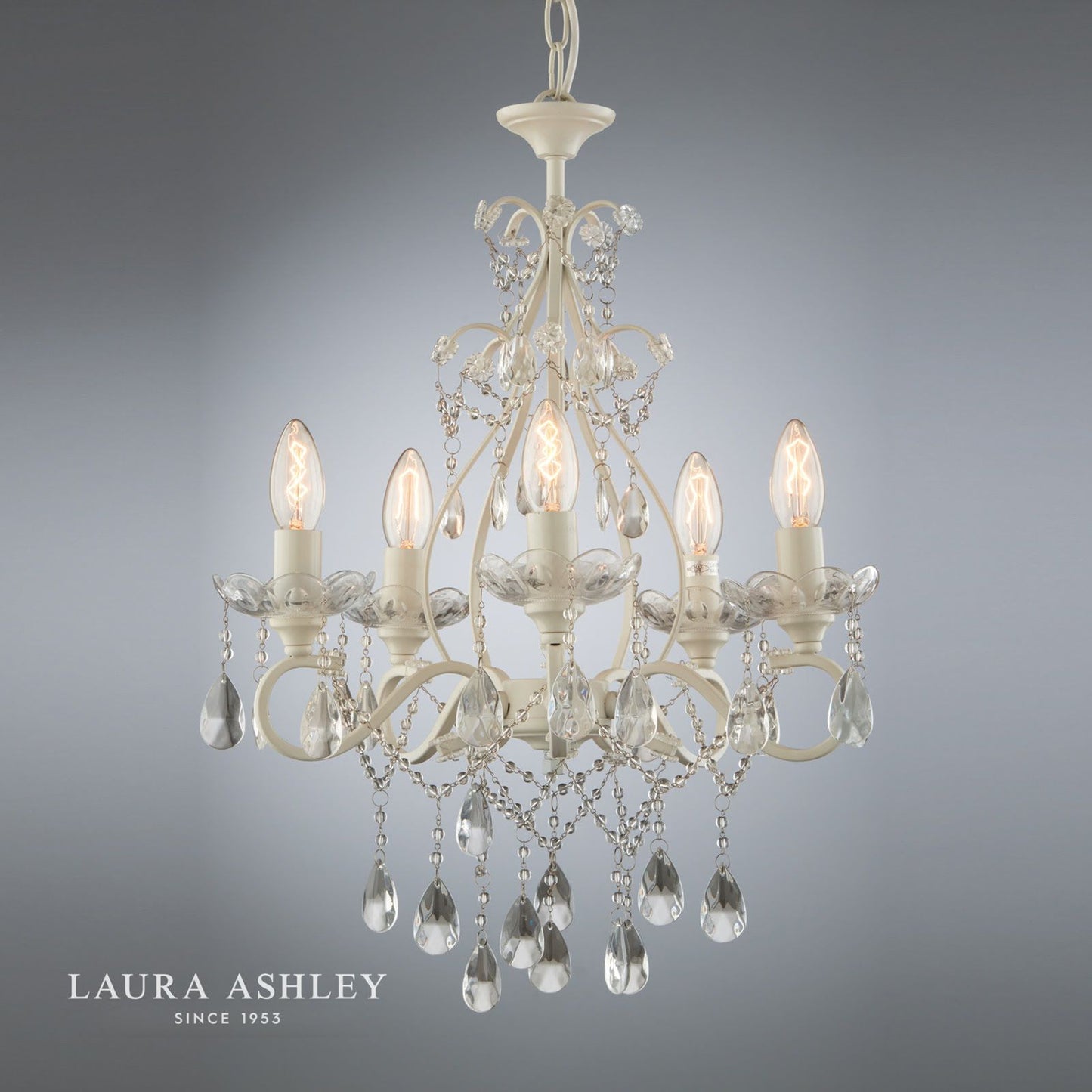 Laura Ashley Shamley 5lt Chandelier Matt White Glass