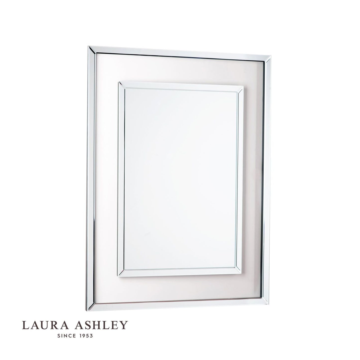 Laura Ashley Evie Small Rectangle Mirror Clear Frame 100 x 80cm