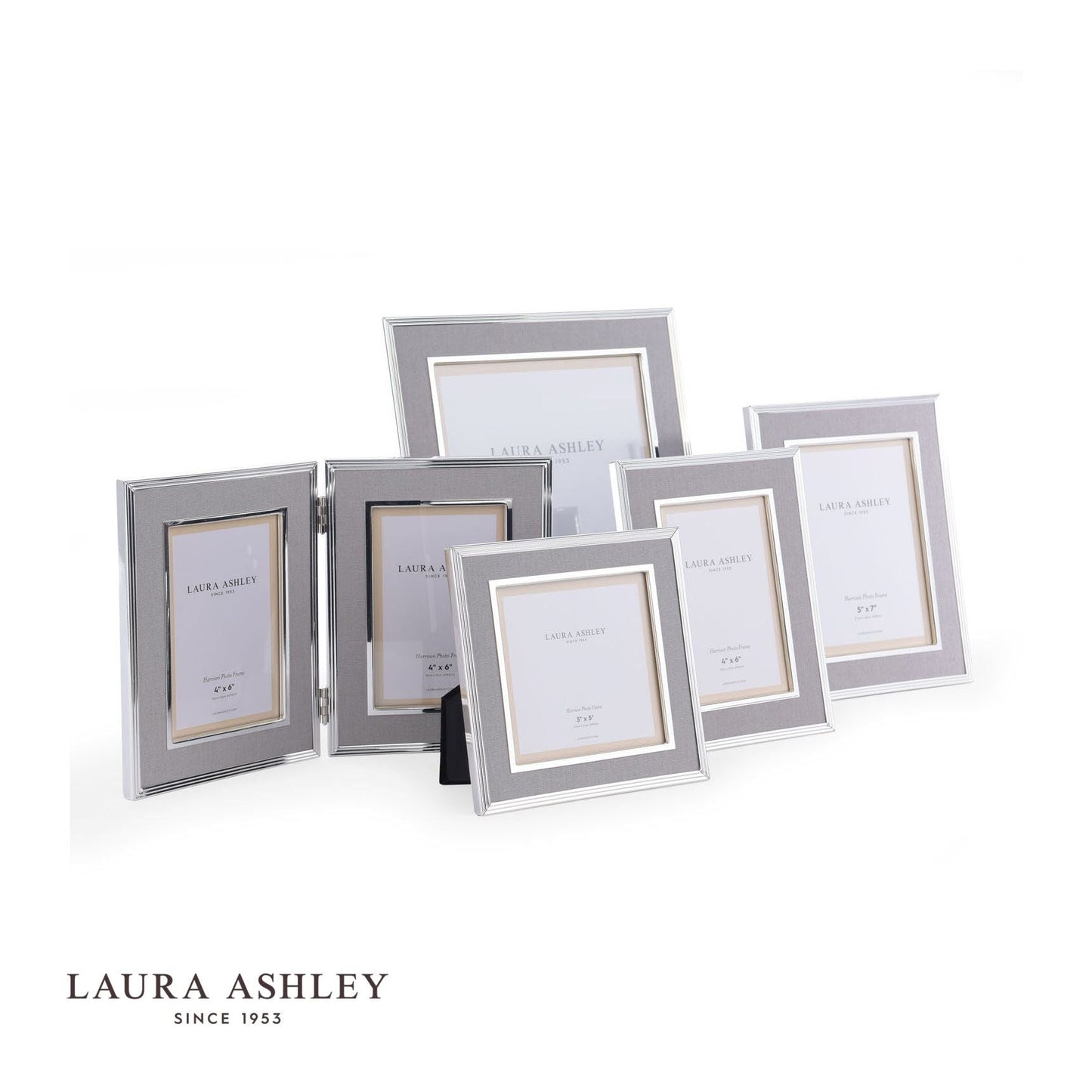 Laura Ashley Harrison Photo Frame Pale Charcoal Linen 4x6 Inch