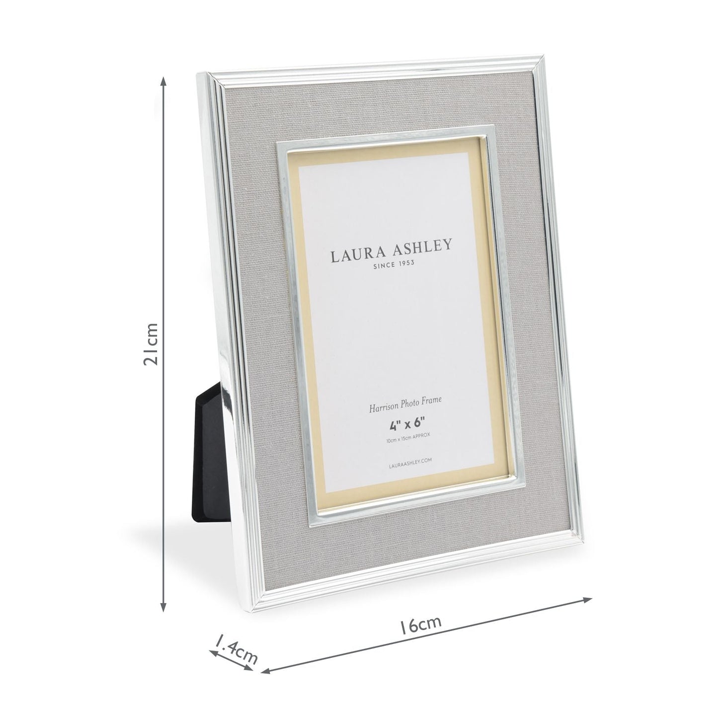 Laura Ashley Harrison Photo Frame Pale Charcoal Linen 4x6 Inch