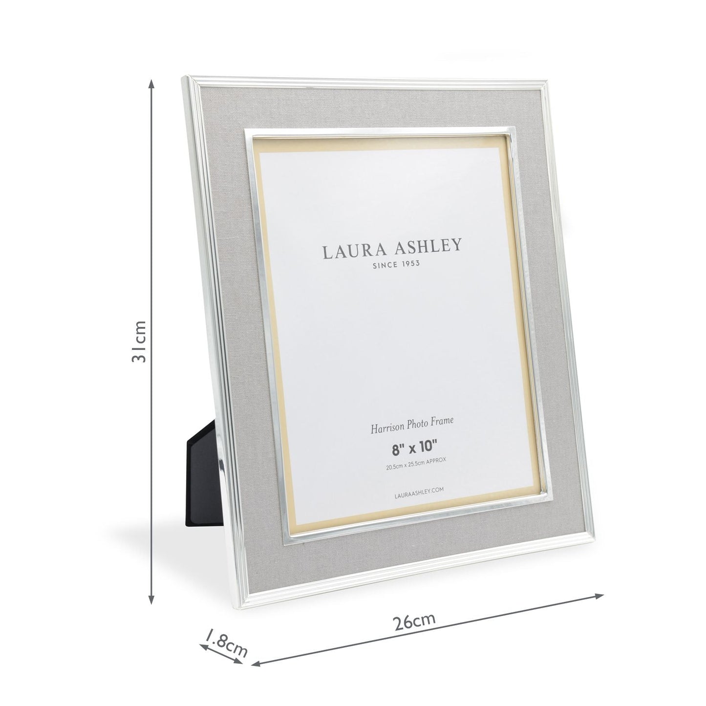 Laura Ashley Harrison Photo Frame Pale Charcoal Linen 8x10 Inch