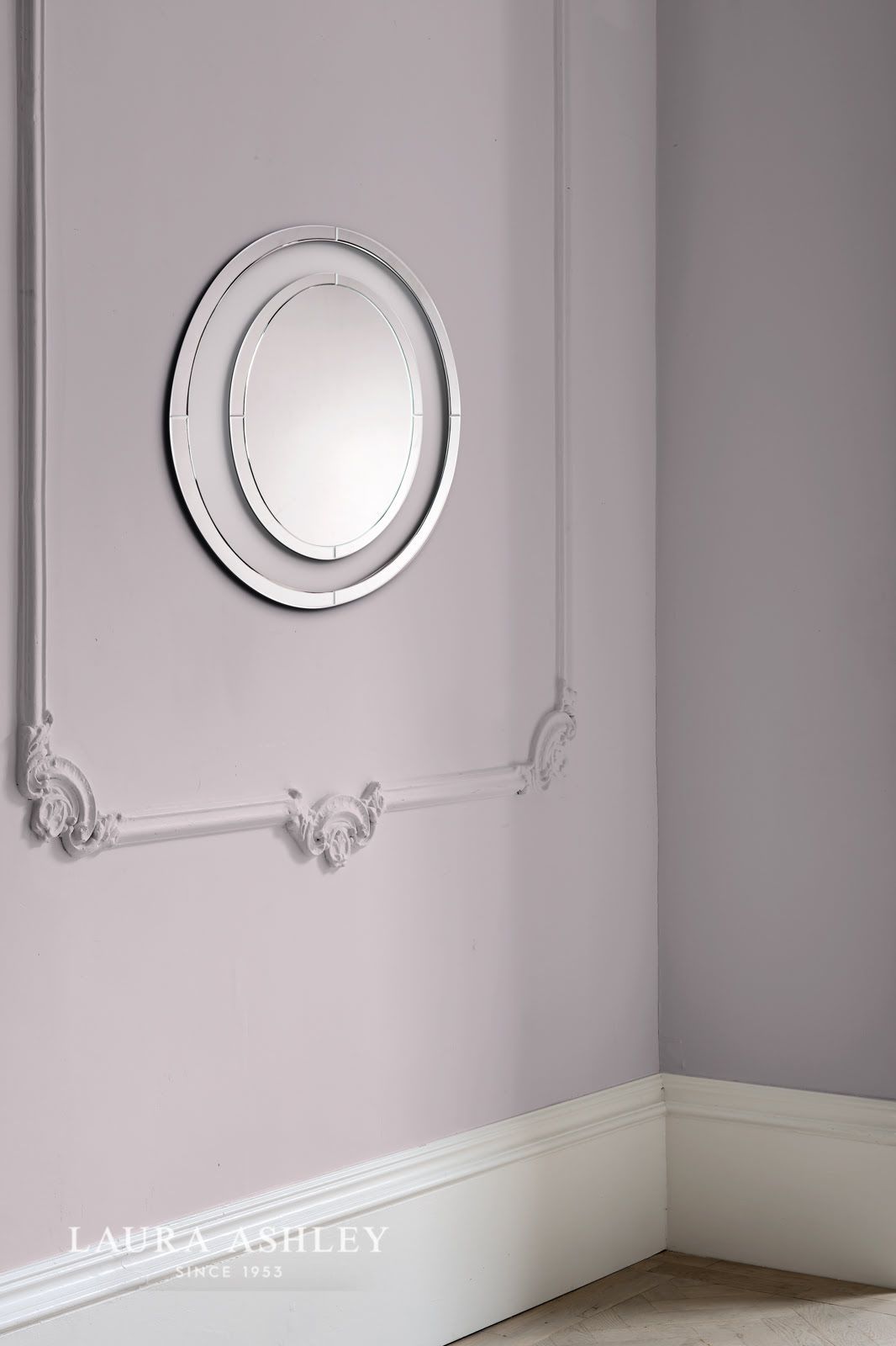 Laura Ashley Evie Small Round Mirror Clear Frame 60cm