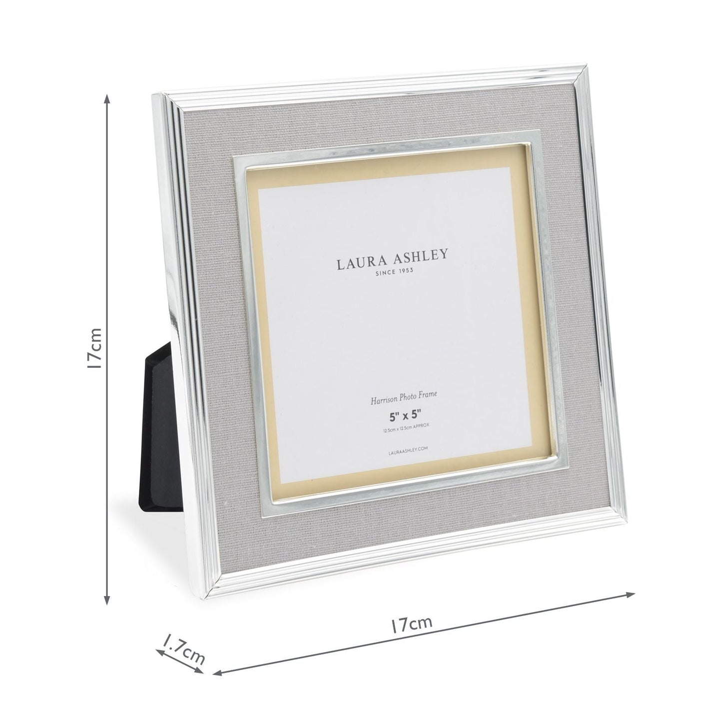 Laura Ashley Harrison Photo Frame Pale Charcoal Linen 5x5 Inch