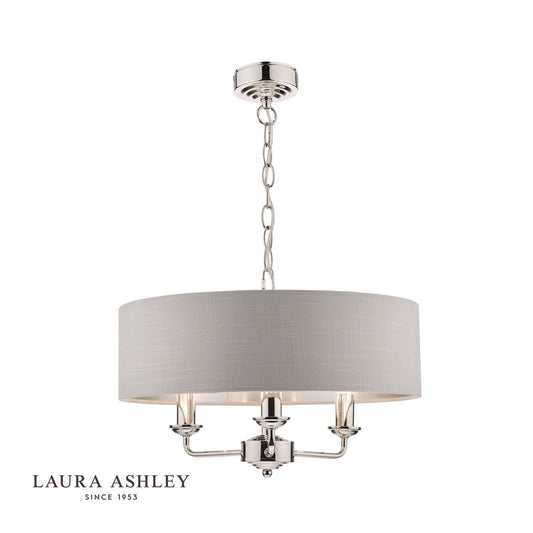 Laura Ashley Sorrento 3 Light Pendant Polished Nickel With Silver Shade