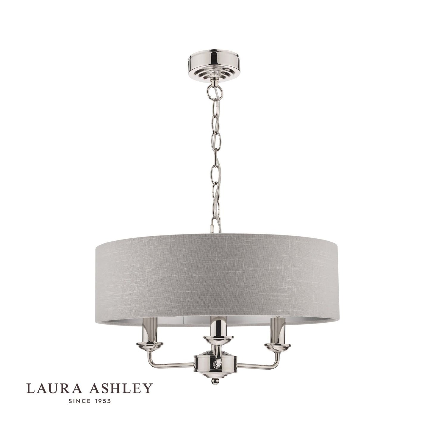 Laura Ashley Sorrento 3 Light Pendant Polished Nickel With Silver Shade