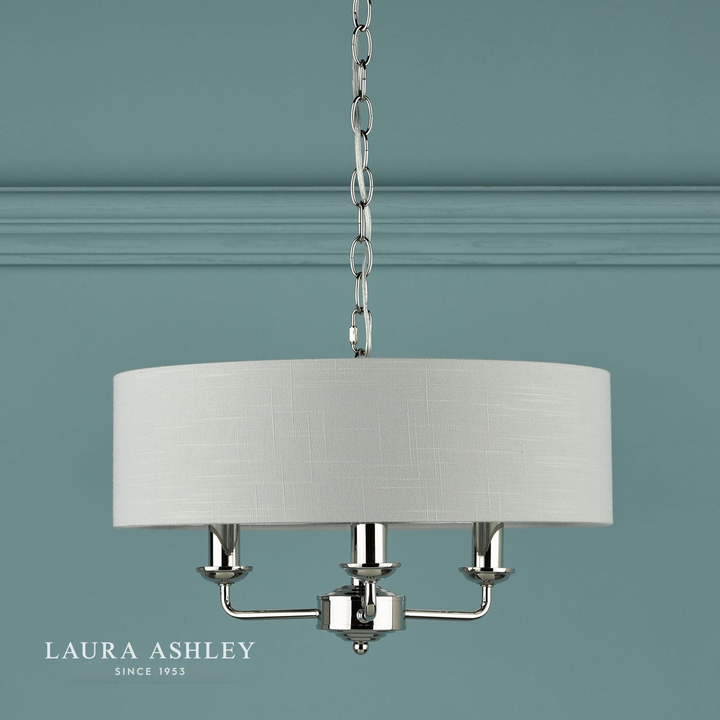 Laura Ashley Sorrento 3 Light Pendant Polished Nickel With Silver Shade