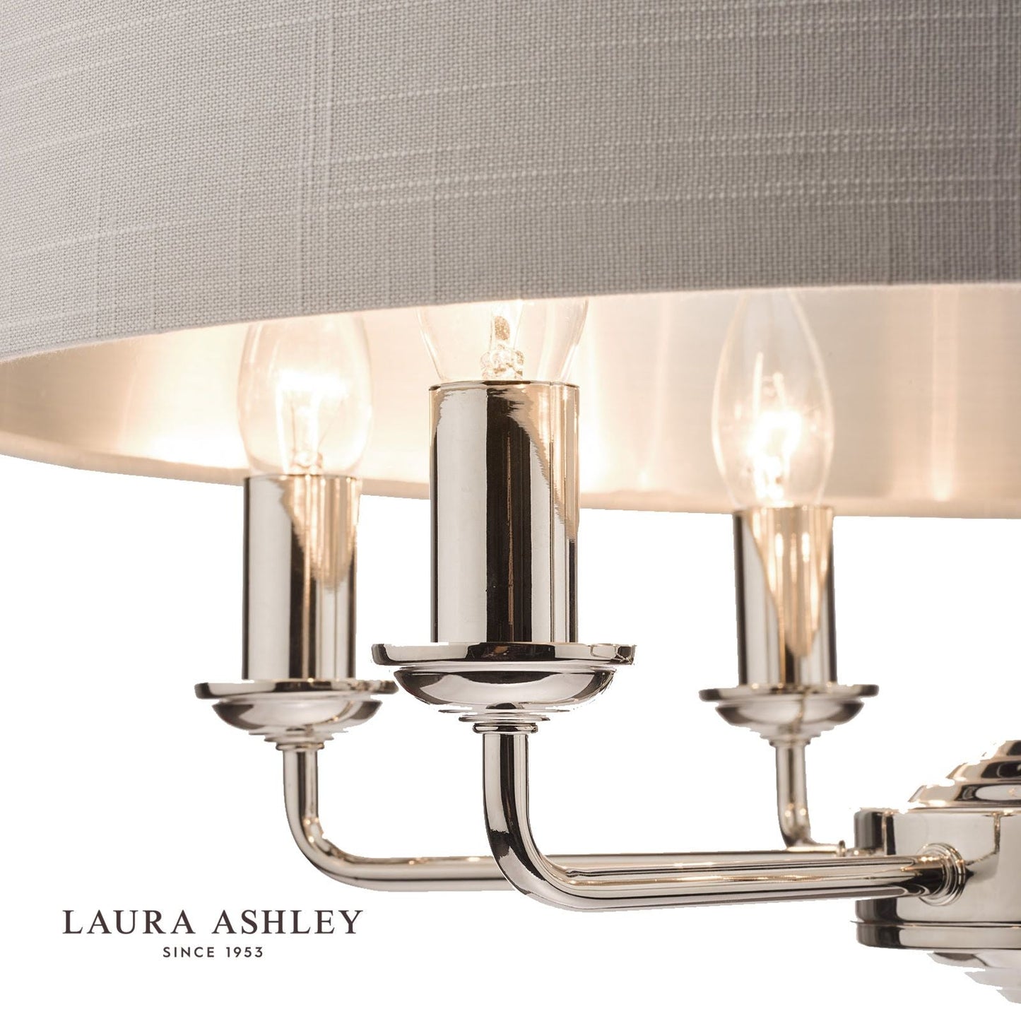 Laura Ashley Sorrento 6 Light Pendant Polished Nickel With Silver Shade