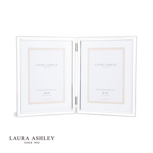 Laura Ashley Boxed Double Photo Frame Polished Silver 5x7 inch