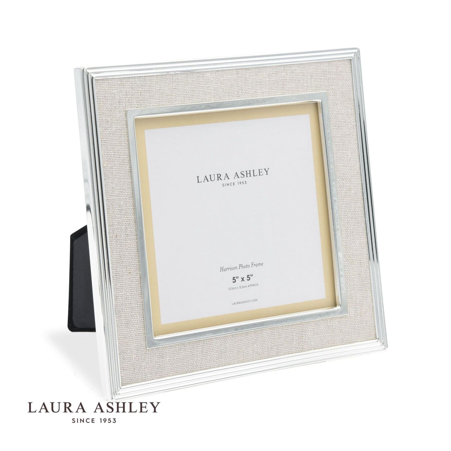 Laura Ashley Harrison Photo Frame Polished Silver Linen 5x5 Inch