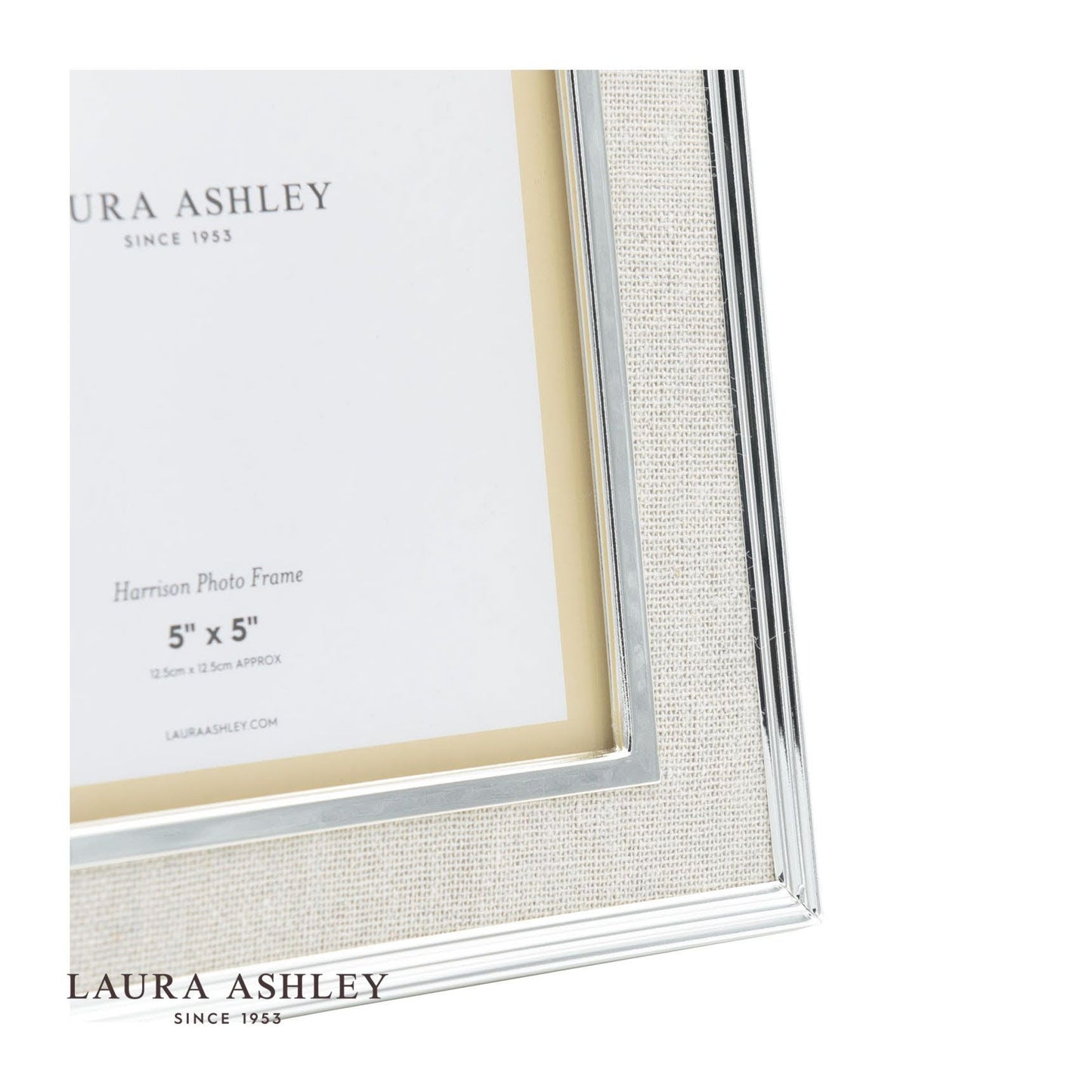 Laura Ashley Harrison Photo Frame Polished Silver Linen 5x5 Inch