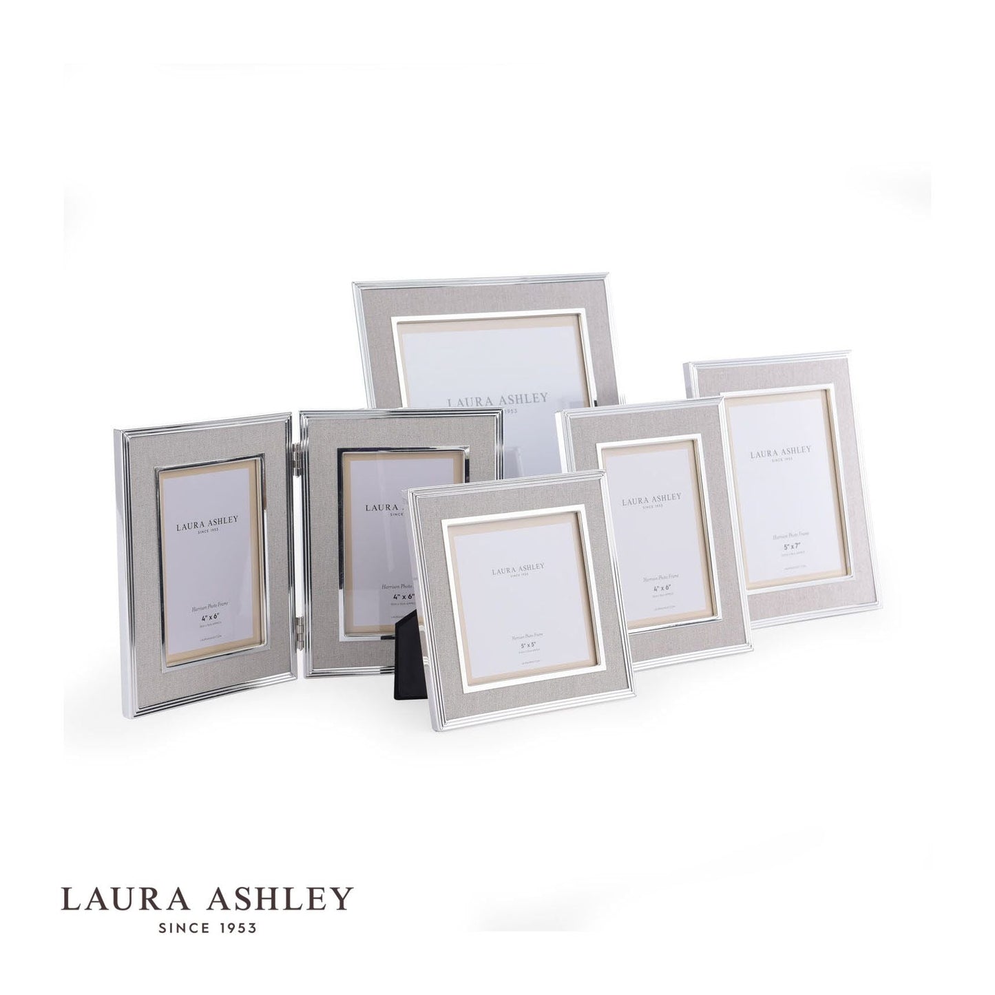 Laura Ashley Harrison Photo Frame Polished Silver Linen 5x5 Inch