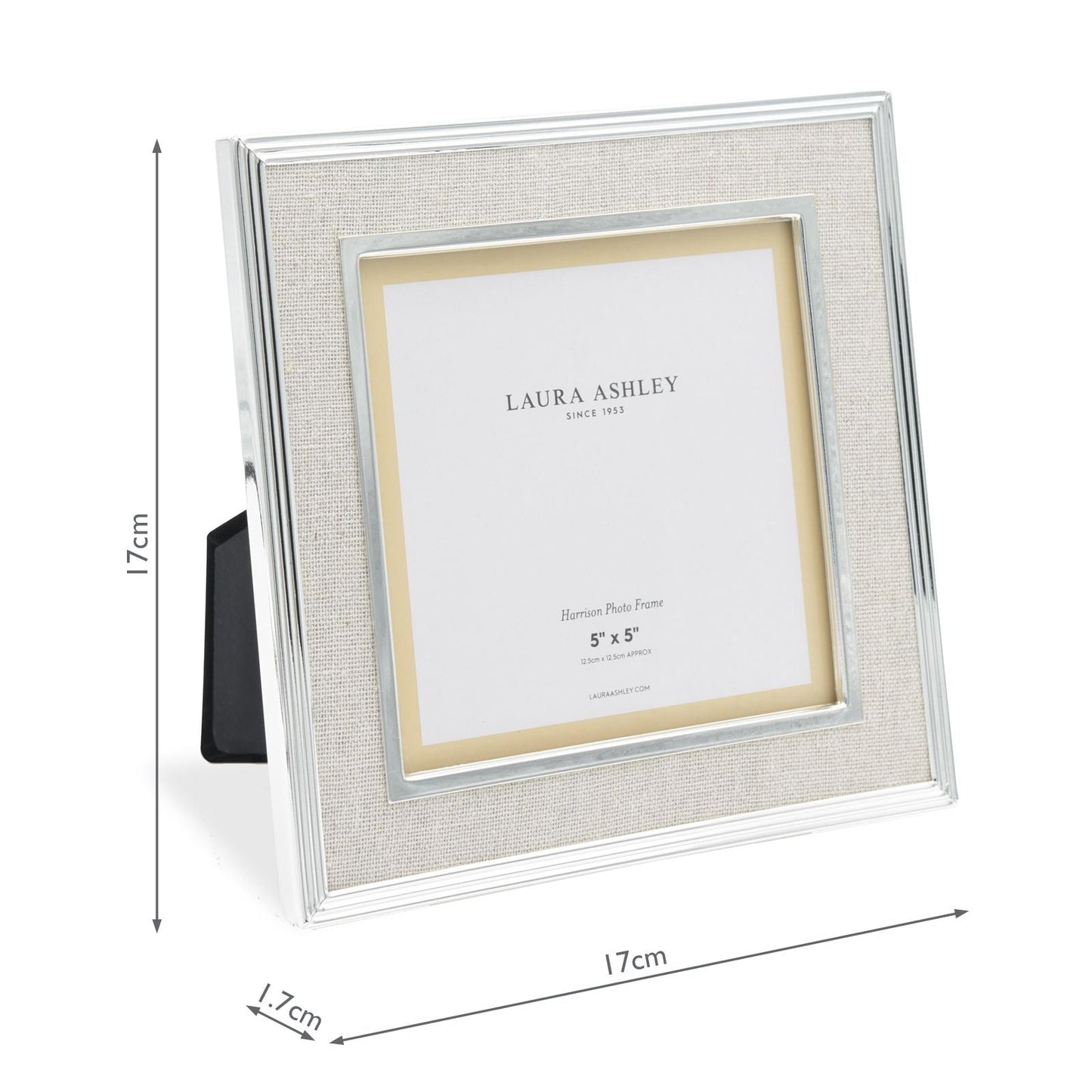 Laura Ashley Harrison Photo Frame Polished Silver Linen 5x5 Inch