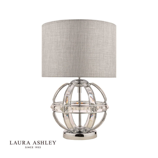 Laura Ashley Aidan Glass & Polished Chrome Globe Table Lamp with Shade