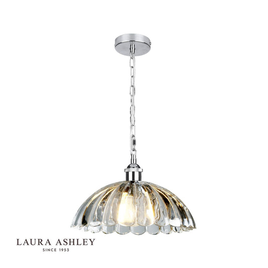 Laura Ashley Salisbury Pendant Ribbed Glass Polished Chrome