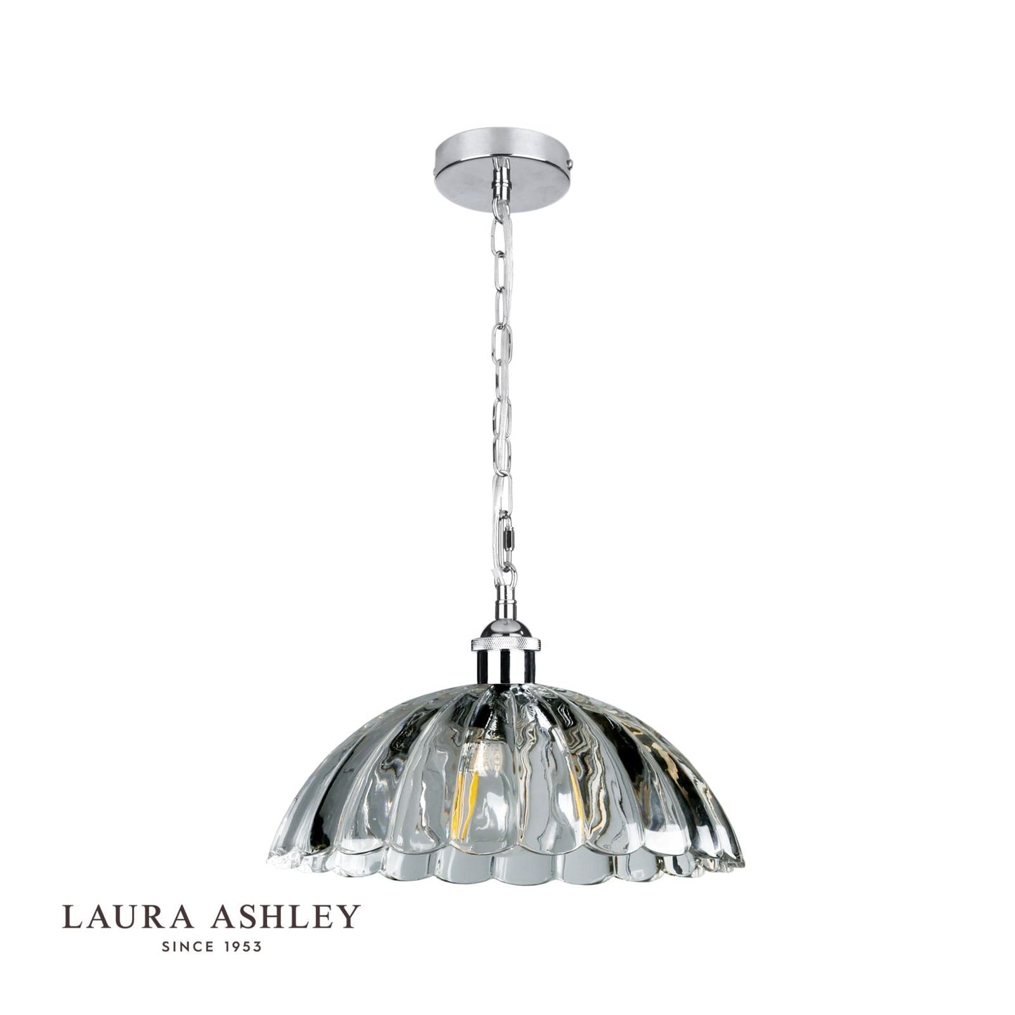 Laura Ashley Salisbury Pendant Ribbed Glass Polished Chrome