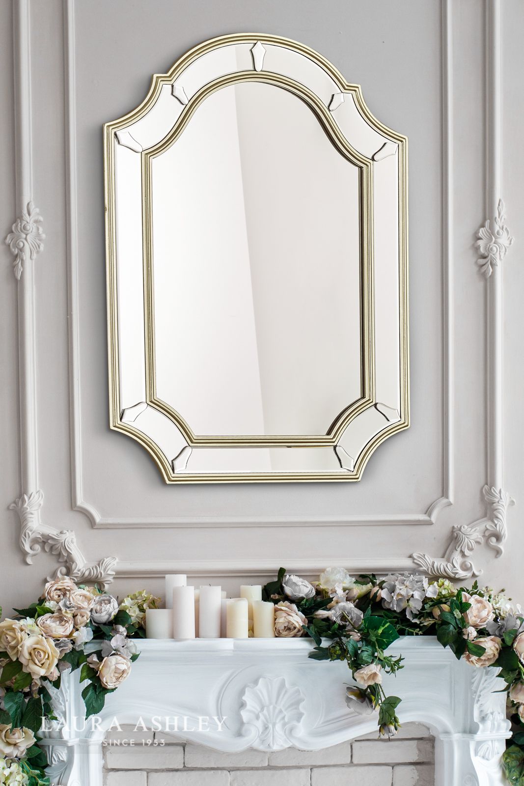 Laura Ashley Braxton Rectangle Mirror With Champagne Edging 102 x 71cm