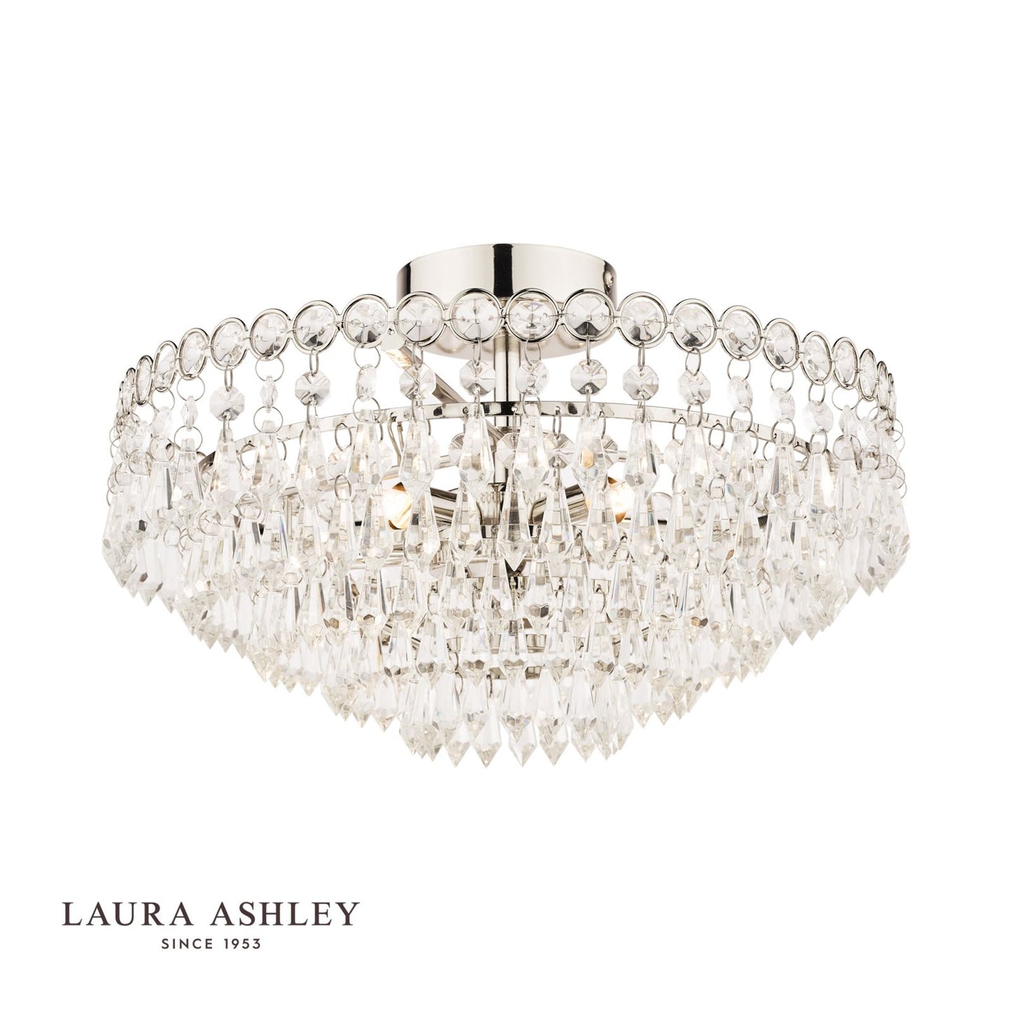 Laura Ashley Enid 5lt Semi Flush Polished Nickel Crystal