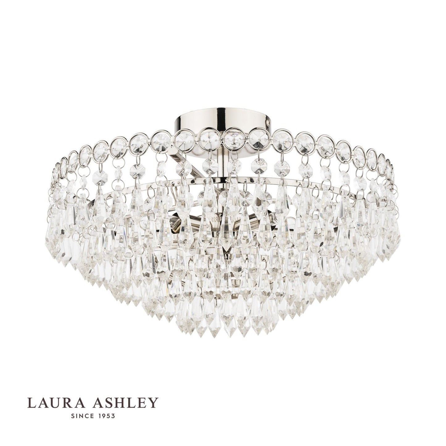 Laura Ashley Enid 5lt Semi Flush Polished Nickel Crystal