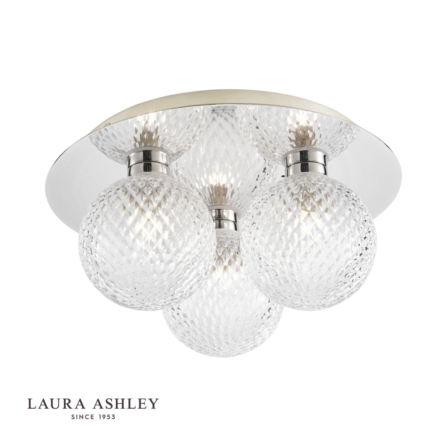 Laura Ashley Prague 3lt Flush Bathroom Light Glass Polished Chrome IP44