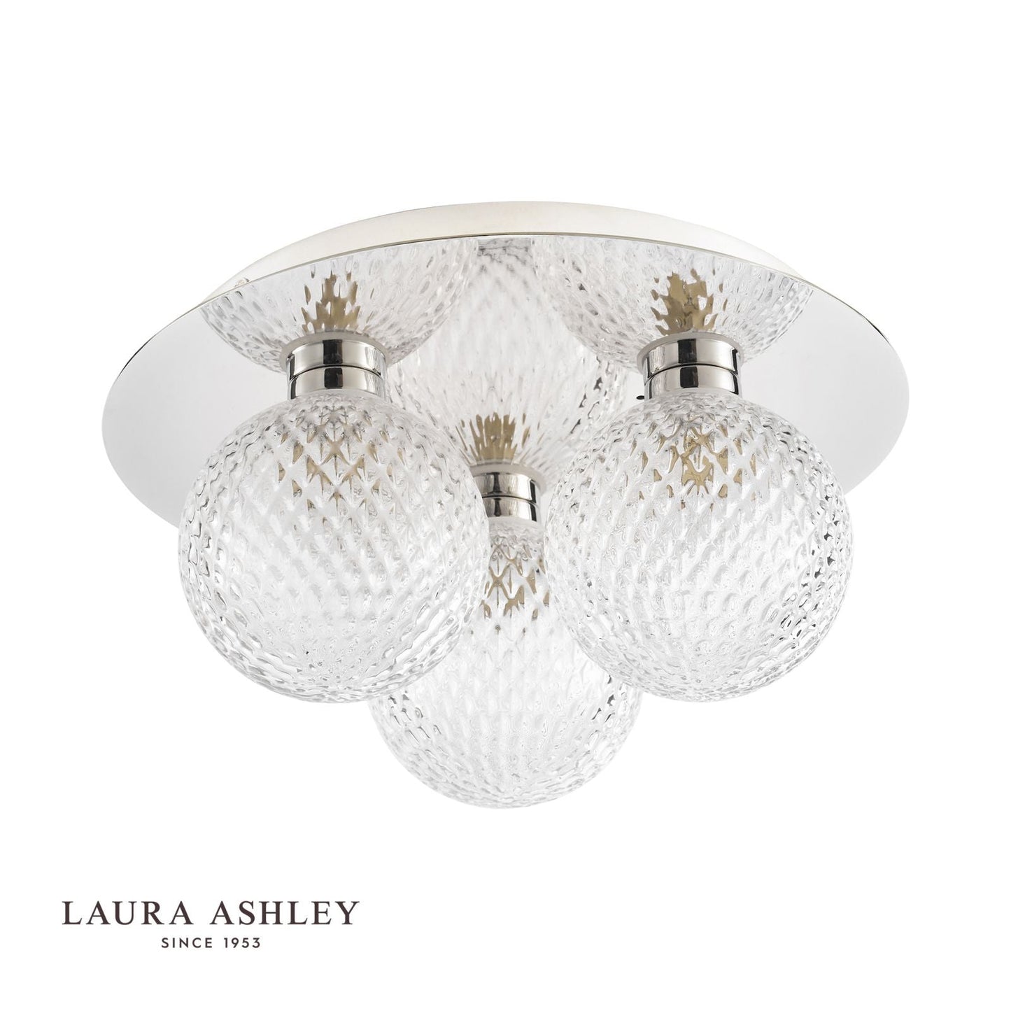 Laura Ashley Prague 3lt Flush Bathroom Light Glass Polished Chrome IP44