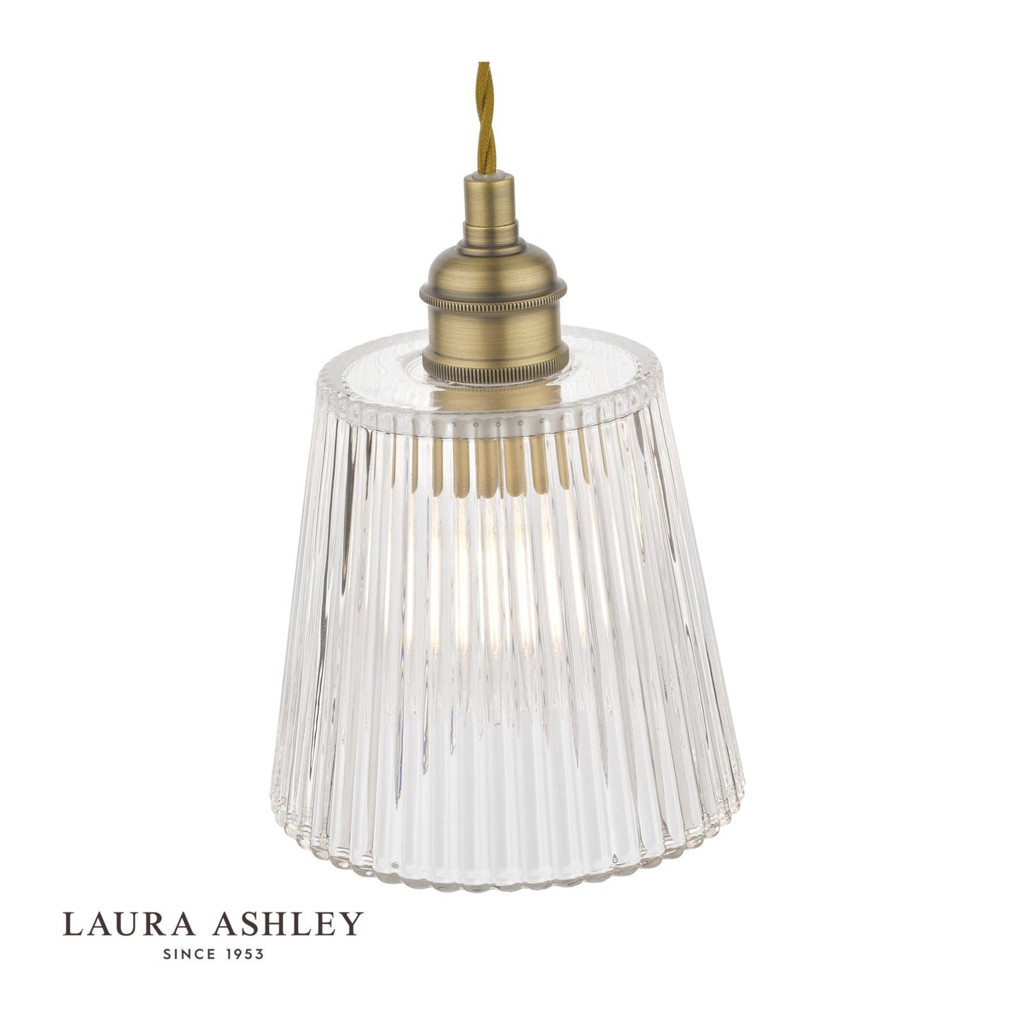 Laura Ashley Callaghan Pendant Antique Brass Ribbed Glass