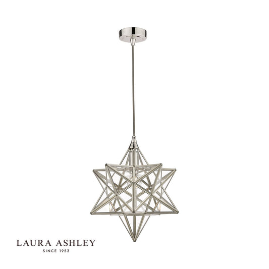 Laura Ashley Small Star Pendant Polished Silver Glass