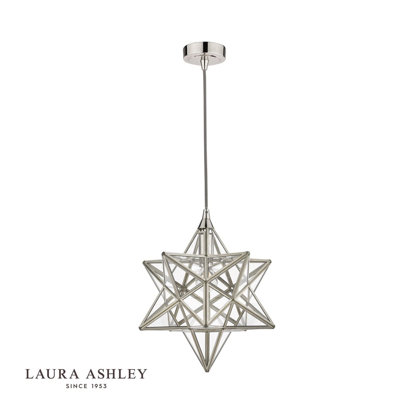 Laura Ashley Small Star Pendant Polished Silver Glass