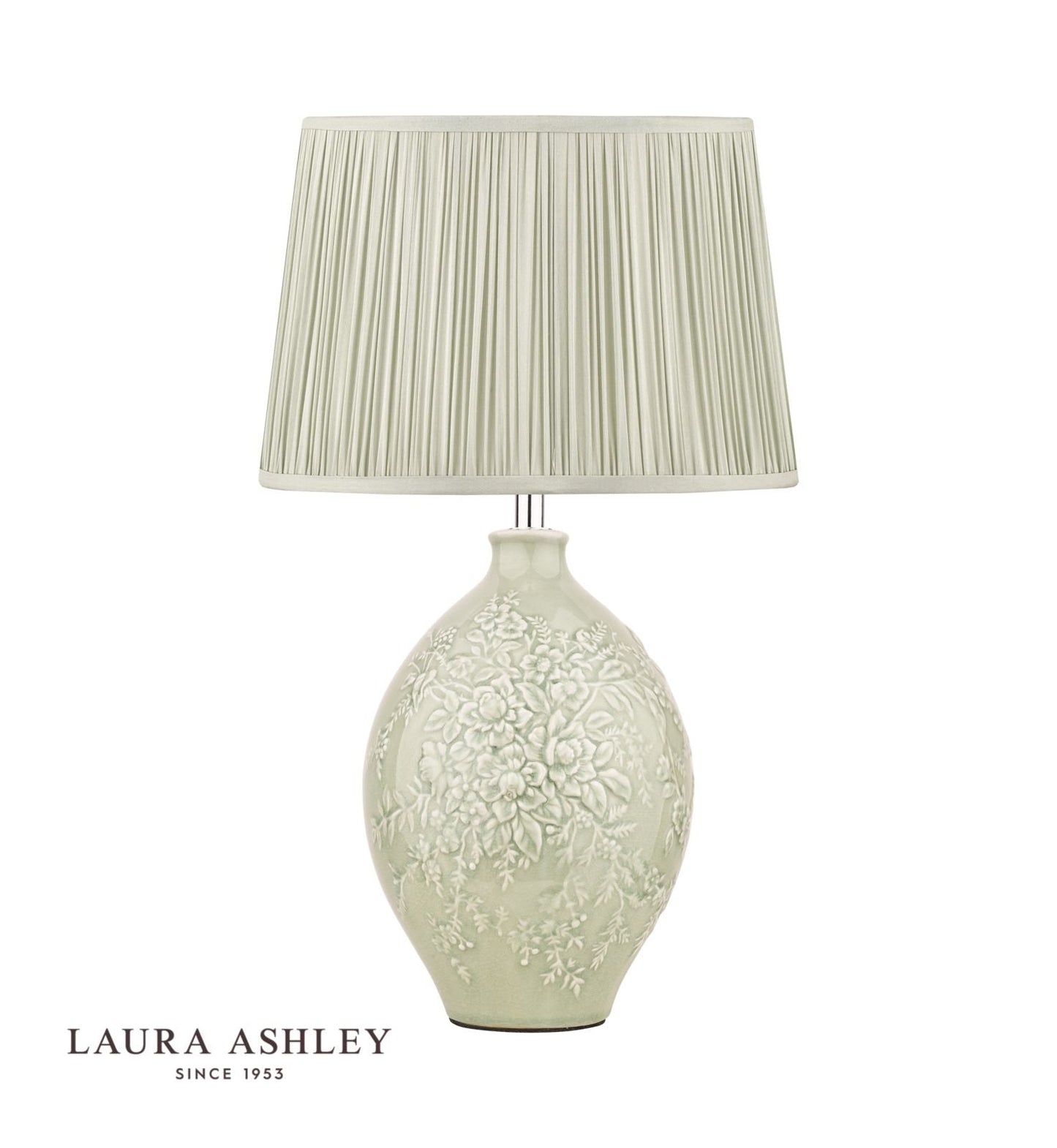 Laura Ashley Picardie Ceramic Table Lamp Green Polished Chrome Base Only