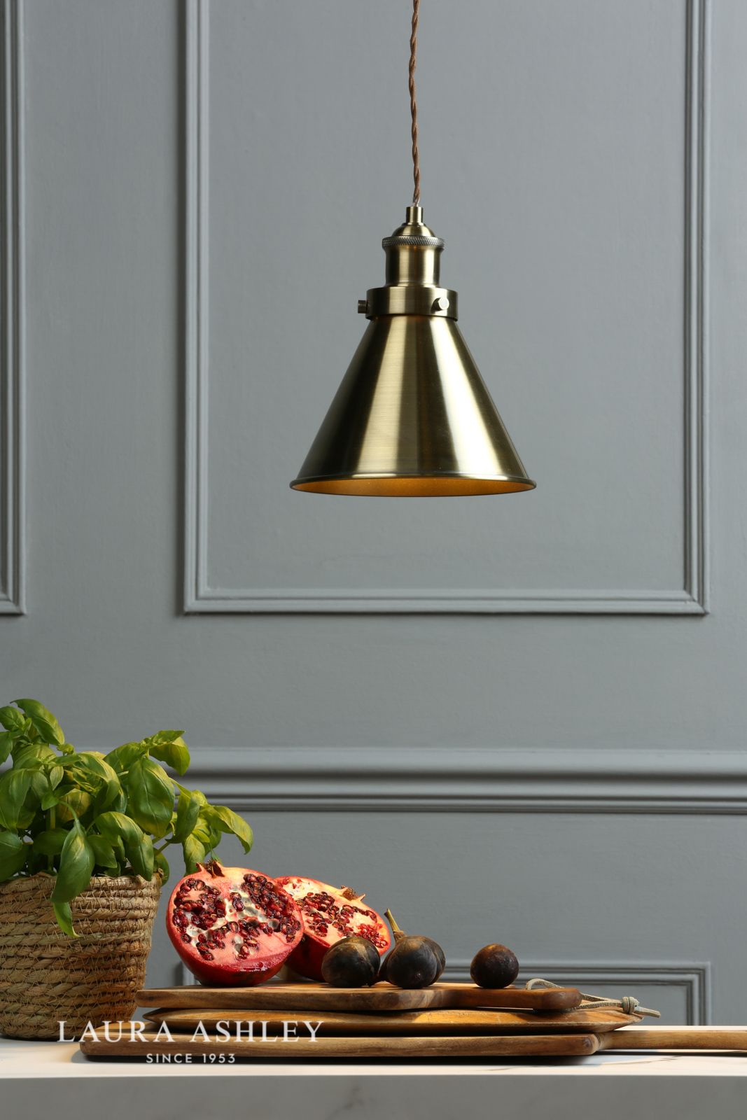 Laura Ashley Rufus Pendant Antique Brass