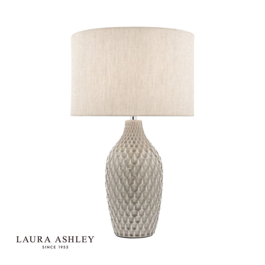 Laura Ashley Heathfield Ceramic Table Lamp Gloss Grey With Shade