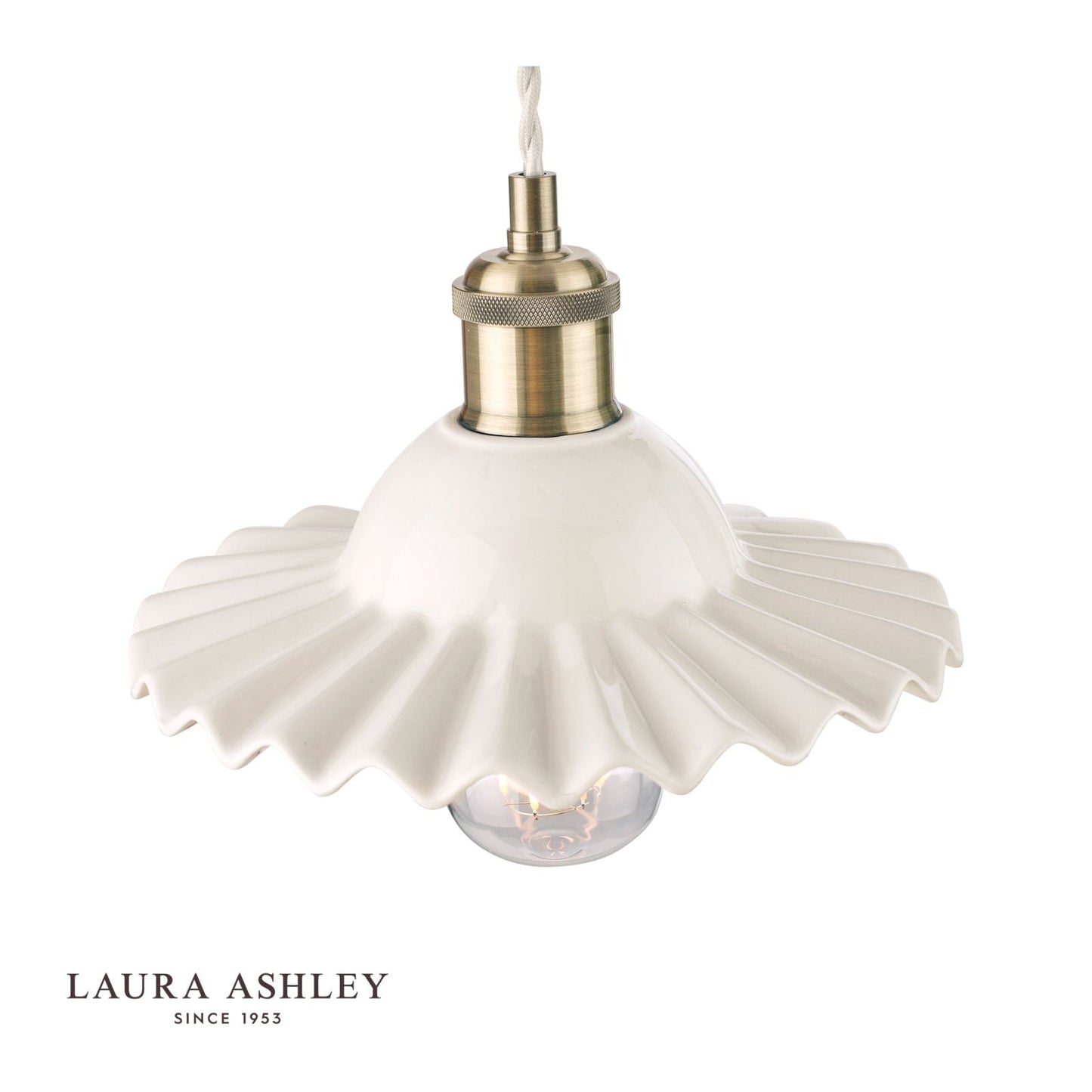 Laura Ashley Beca Small Pendant White Ceramic Antique Brass