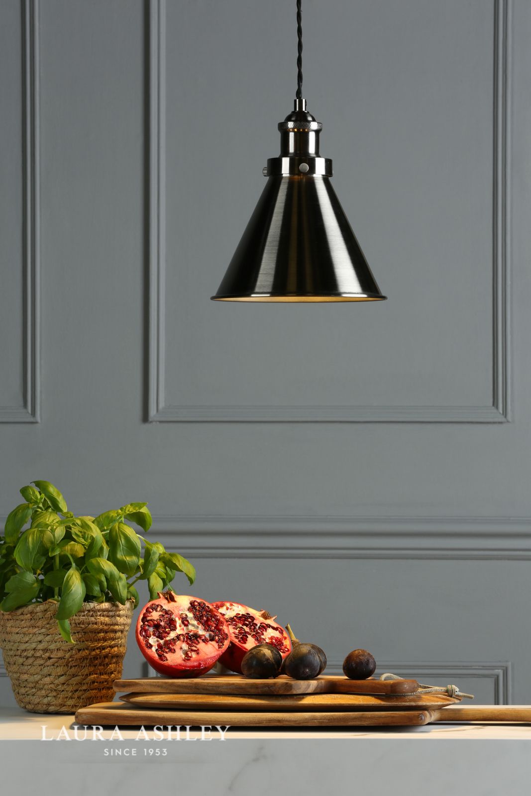 Laura Ashley Rufus Pendant Industrial Nickel