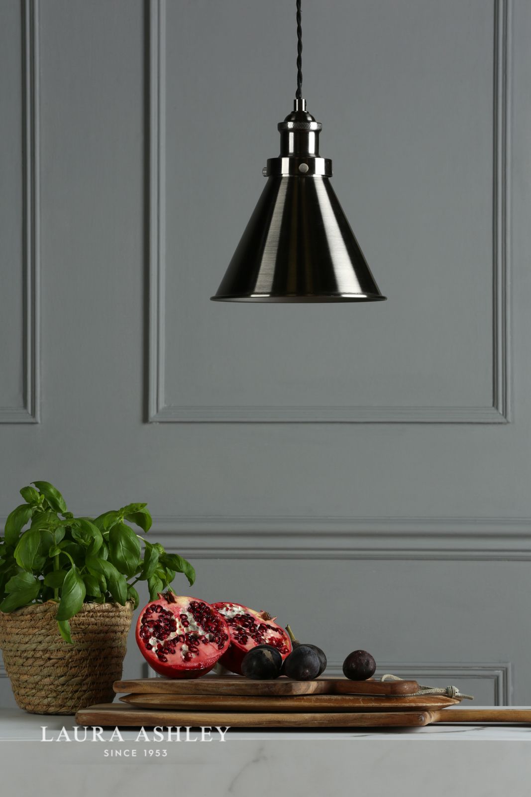 Laura Ashley Rufus Pendant Industrial Nickel