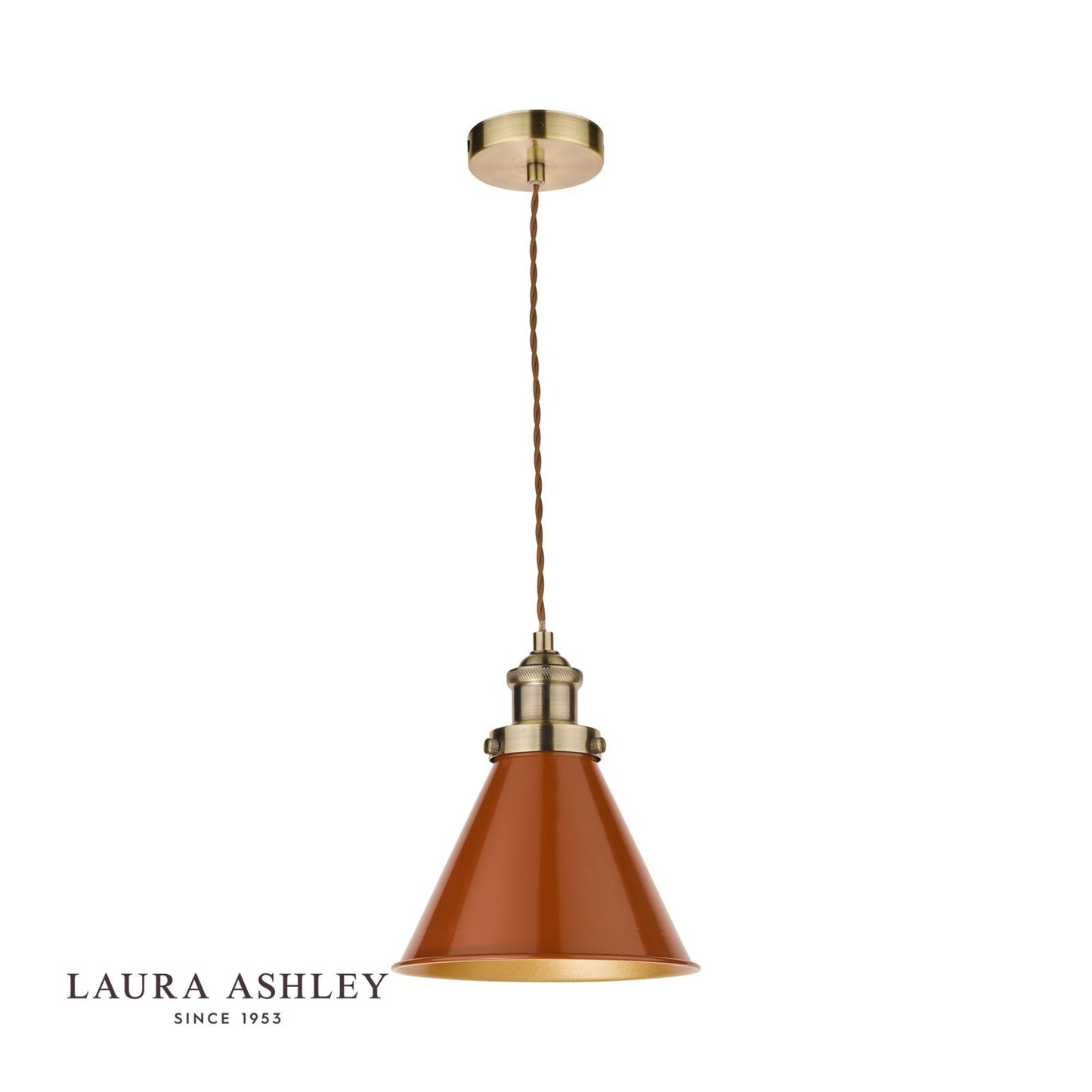 Laura Ashley Rufus Pendant Antique Brass Orange