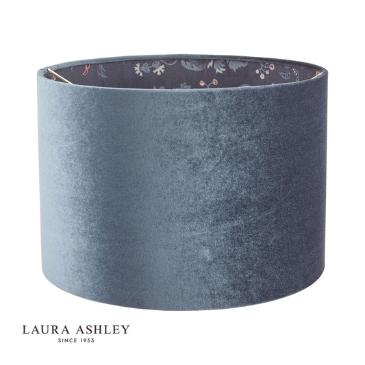 Laura Ashley Portia Drum Shade Blue Velvet 30.5cm/12 Inch