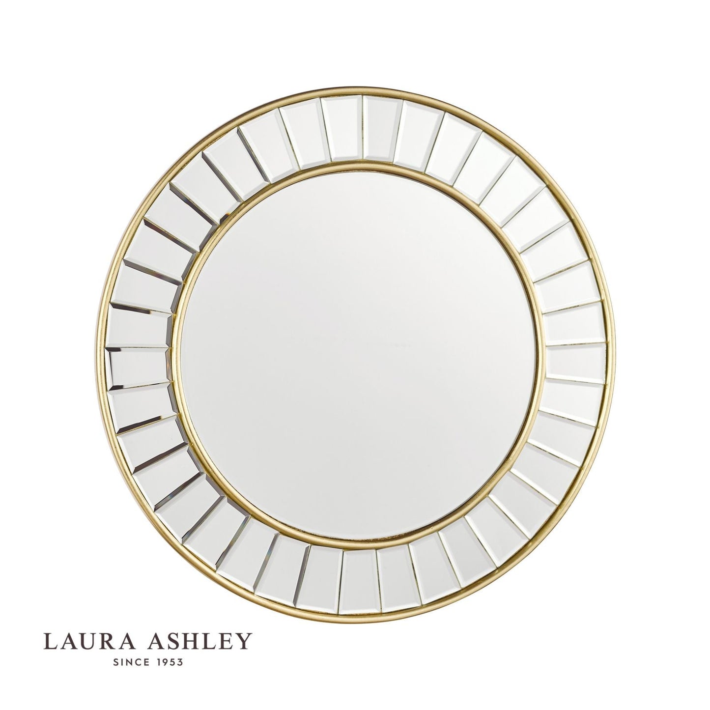 Laura Ashley Small Clemence Round Mirror Gold Leaf 50cm